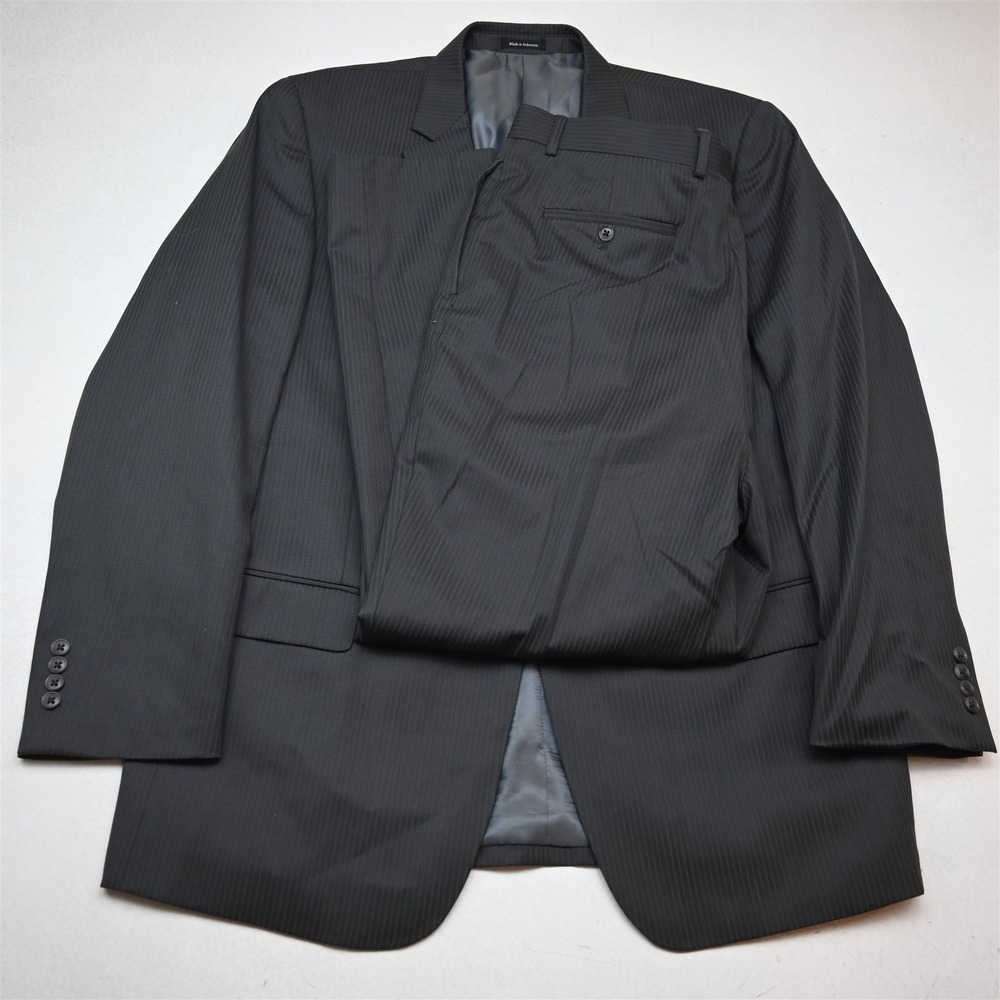 Wilke Rodriguez 48L 38x30 Gray Striped Wool Mens Jacket Pants Suit
